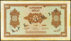 MOROCCO. 1000 Francs. 1 May 1943. SPECIMEN and perforated *00000*. (Pick: 28s). Spots rust and paper defects, mounted. Fine.
