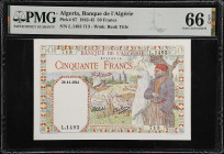 ALGERIA. Banque de l'Algerie. 50 Francs, 1942-45. P-87. PMG Gem Uncirculated 66 EPQ.
Estimate: $100.00-$150.00