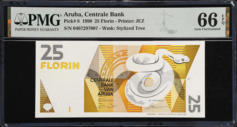 ARUBA. Centrale Bank van Aruba. 25 Florin, 1990. P-8. PMG Gem Uncirculated 66 EP...