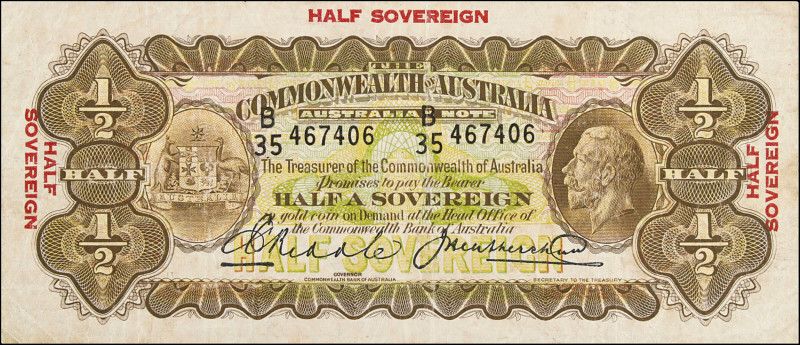 AUSTRALIA. Commonwealth of Australia. 1/2 Sovereign, ND (1926-33). P-15c. Very F...