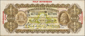 AUSTRALIA. Commonwealth of Australia. 1/2 Sovereign, ND (1926-33). P-15c. Very Fine.
Estimate: $500.00-$800.00