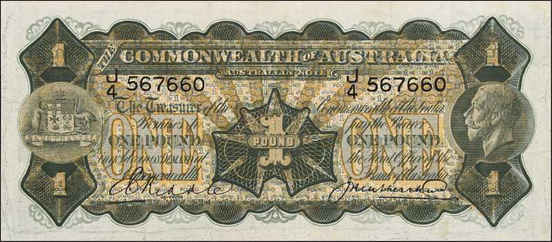 AUSTRALIA. Commonwealth of Australia. 1 Pound, ND (1926-32). P-16c. Very Fine.
...