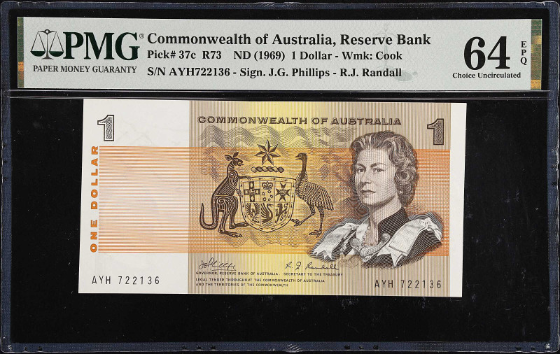 AUSTRALIA. Reserve Bank of Australia. 1 Dollar, ND (1969). P-37c. PMG Choice Unc...