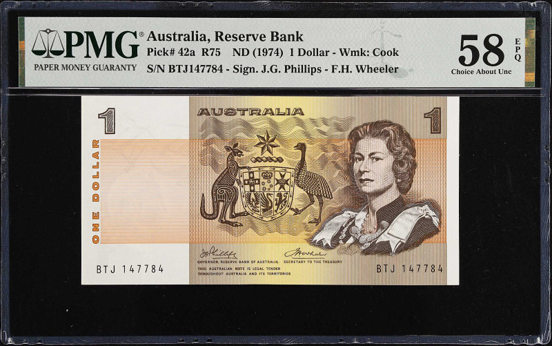 AUSTRALIA. Lot of (3). Reserve Bank of Australia. 1 Dollar, ND (1974-83). P-42a,...
