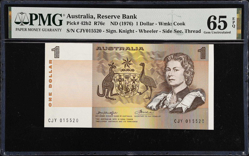 AUSTRALIA. Reserve Bank of Australia. 1 Dollar, ND (1976). P-42b2. PMG Gem Uncir...