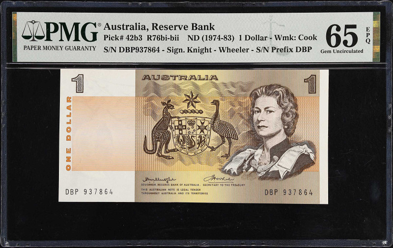 AUSTRALIA. Reserve Bank of Australia. 1 Dollar, ND (1974-83). P-42b3. PMG Gem Un...