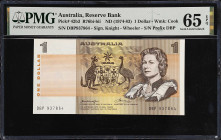 AUSTRALIA. Reserve Bank of Australia. 1 Dollar, ND (1974-83). P-42b3. PMG Gem Uncirculated 65 EPQ.
Estimate: $100.00-$150.00
