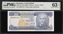 BARBADOS. Lot of (2). Central Bank of Barbados. 1 & 2 Dollars, ND (1973-80). P-29a & 30. PMG Choice Uncirculated 63 EPQ & Superb Gem Unc 67 EPQ.
Esti...