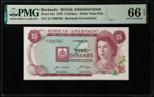 BERMUDA. Bermuda Government. 5 Dollars, 1970. P-24a. PMG Gem Uncirculated 66 EPQ.
Estimate: $100.00-$150.00