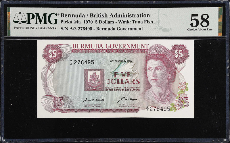 BERMUDA. Bermuda Government. 5 Dollars, 1970. P-24a. PMG Choice About Uncirculat...