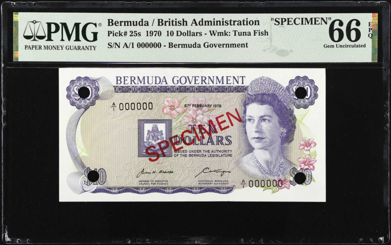 BERMUDA. Government. 10 Dollars, 6.2.1970. P-25s. Specimen. PCGS Currency Gem Ne...