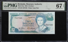 BERMUDA. Bermuda Monetary Authority. 2 Dollars, 1988. P-34a. PMG Superb Gem Uncirculated 67 EPQ.
Estimate: $80.00-$120.00