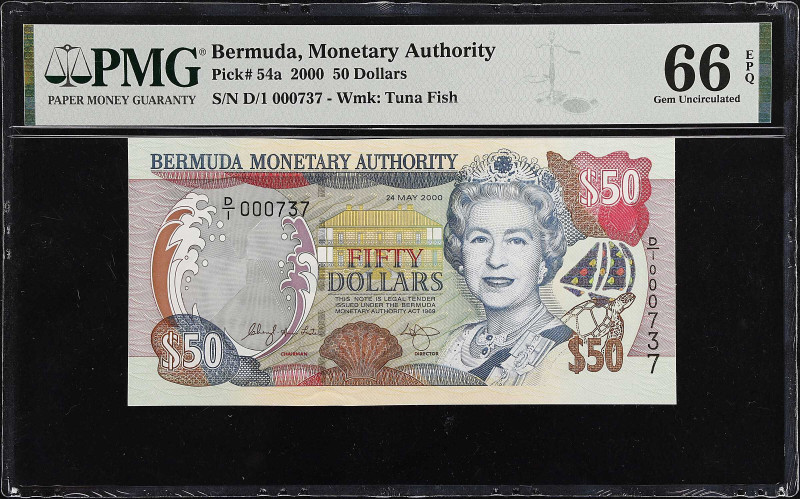 BERMUDA. Bermuda Monetary Authority. 50 Dollars, 2000. P-54a. PMG Gem Uncirculat...