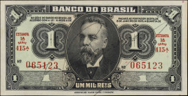 BRAZIL. Banco do Brasil. 1 Mil Reis, 1923. P-110Ba(1). Extremely Fine.
Estimate: $35.00-$70.00