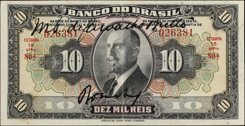 BRAZIL. Banco do Brasil. 1 Mil Reis, 1923. P-114. Very Fine.
Pinholes.
Estimat...