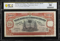 BRITISH WEST AFRICA. West African Currency Board. 20 Shillings, 1937. P-8b. PCGS Banknote Very Fine 30.
Estimate: $200.00-$300.00