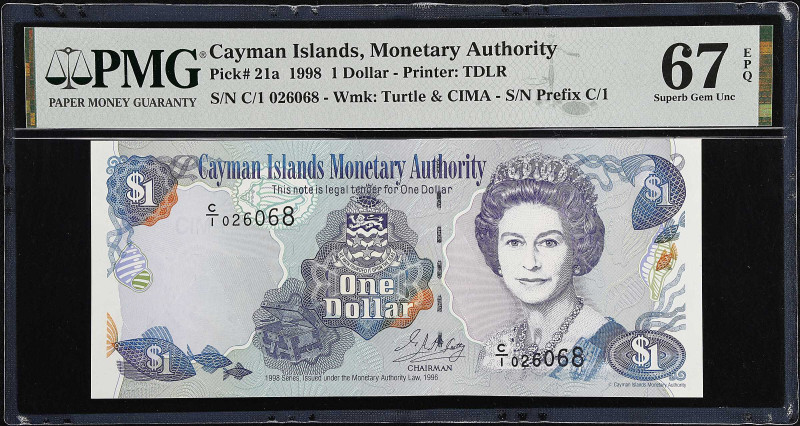 CAYMAN ISLANDS. Cayman Island Monetary Authority. 1 Dollar, 1998. P-21a. PMG Sup...