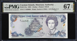 CAYMAN ISLANDS. Cayman Island Monetary Authority. 1 Dollar, 1998. P-21a. PMG Superb Gem Uncirculated 67 EPQ.
Estimate: $30.00-$50.00