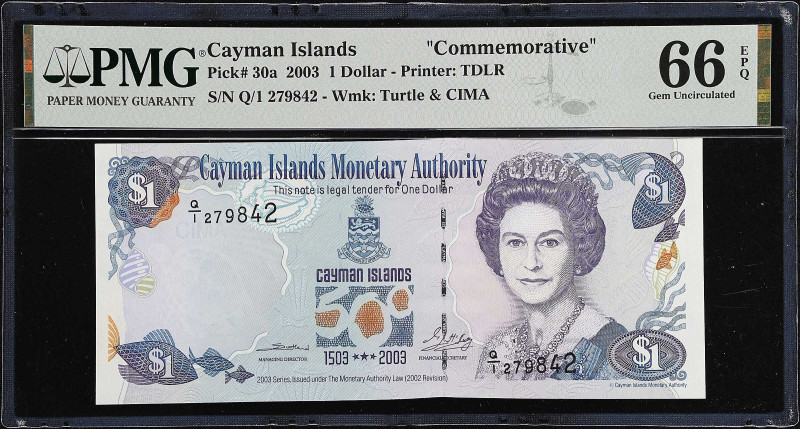 CAYMAN ISLANDS. Cayman Island Monetary Authority. 1 Dollar, 2003. P-30a. Commemo...