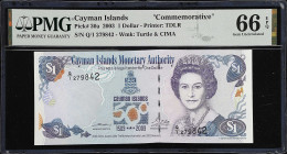 CAYMAN ISLANDS. Cayman Island Monetary Authority. 1 Dollar, 2003. P-30a. Commemorative. PMG Gem Uncirculated 66 EPQ.
Estimate: $30.00-$50.00