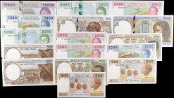 CENTRAL AFRICAN STATES. Lot of (16). Banque Des Etats de L'Afrique Centrale. 500 to 10,000 Francs, ND (1993-2002). P-Various. Extremely Fine to Uncirc...
