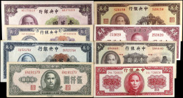 CHINA--REPUBLIC. Lot of (8). Central Bank of China. Mixed Denominations, 1947. P-313, 314, 314, 318, 319, 320a, 321 & 322. Fine to About Uncirculated....