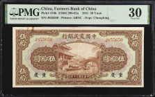 CHINA--REPUBLIC. Farmers Bank of China. 50 Yuan, 1941. P-476b. PMG Very Fine 30.
PMG comments "Rust".
Estimate: $60.00-$120.00