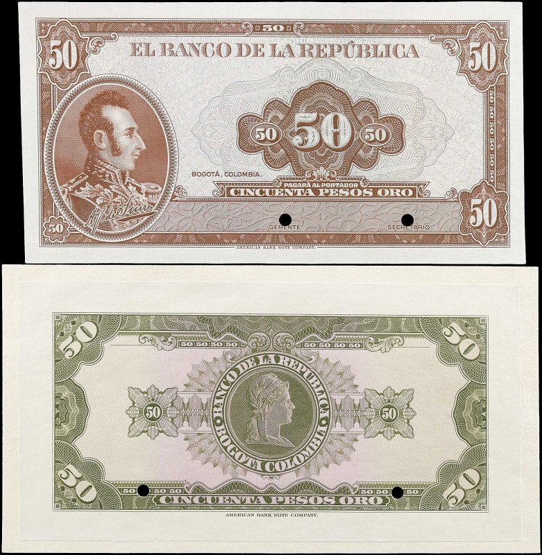 COLOMBIA. Lot of (2). El Banco de la Republica. 50 Pesos, ND. P-402p. Front & Ba...