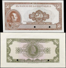 COLOMBIA. Lot of (2). El Banco de la Republica. 50 Pesos, ND. P-402p. Front & Back Proofs. About Uncirculated.
A pairing of front and back proofs for...