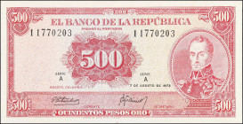 COLOMBIA. Banco de la Republica. 500 Pesos Oro, 1973. P-416. Uncirculated.
Minor stain.
Estimate: $150.00-$200.00