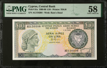 CYPRUS. Central Bank of Cyprus. 10 Pounds, 1989-90. P-55a. PMG Choice About Uncirculated 58.
PMG comments "Internal Tear".
Estimate: $35.00-$70.00
