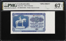 CZECHOSLOVAKIA. Statni Banka Ceskoslovenska. 25 Korun, 1953. P-84s. Specimen. PMG Superb Gem Uncirculated 67 EPQ.
Estimate: $50.00-$100.00