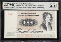 DENMARK. Danmarks Nationalbank. 1000 Kroner, 1992. P-53g. PMG About Uncirculated 55 EPQ.
Estimate: $350.00-$400.00