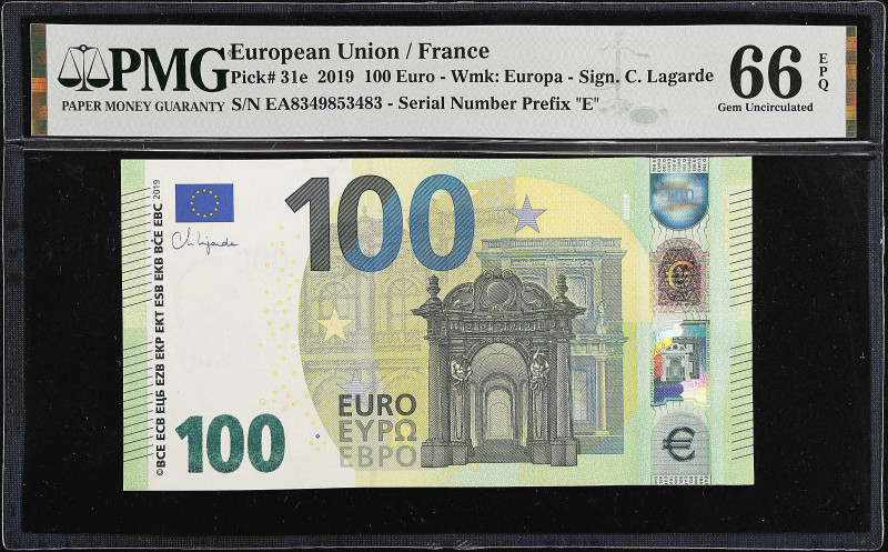 EUROPEAN UNION. European Central Bank. 100 Euro, 2019. P-31e. PMG Gem Uncirculat...