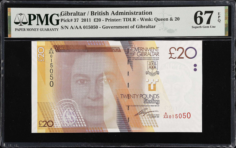 GIBRALTAR. Government of Gibraltar. 20 Pounds, 2011. P-37. PMG Superb Gem Uncirc...