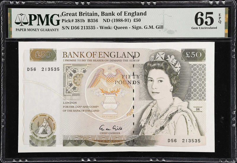 GREAT BRITAIN. Bank of England. 50 Pounds, ND (1988-91). P-381b. PMG Gem Uncircu...