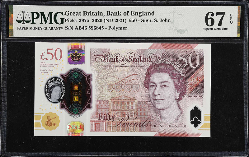 GREAT BRITAIN. Bank of England. 50 Pounds, 2020 (ND 2021). P-397a. PMG Superb Ge...