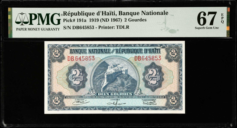 HAITI. Banque Nationale. 2 Gourdes, 1919 ND (1967). P-191a. PMG Superb Gem Uncir...