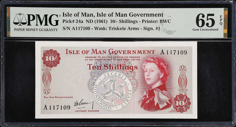 ISLE OF MAN. Isle of Man Government. 10 Shillings, ND (1961). P-24a. PMG Gem Unc...