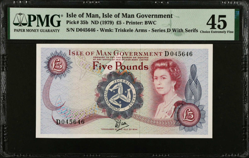 ISLE OF MAN. Isle of Man Government. 5 Pounds, ND (1979). P-35b. PMG Choice Extr...