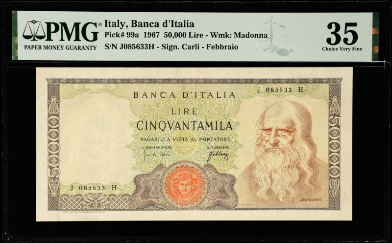 ITALY. Banca D'Italia. 50,000 Lire, 1967. P-99a. PMG Choice Very Fine 35.
PMG c...