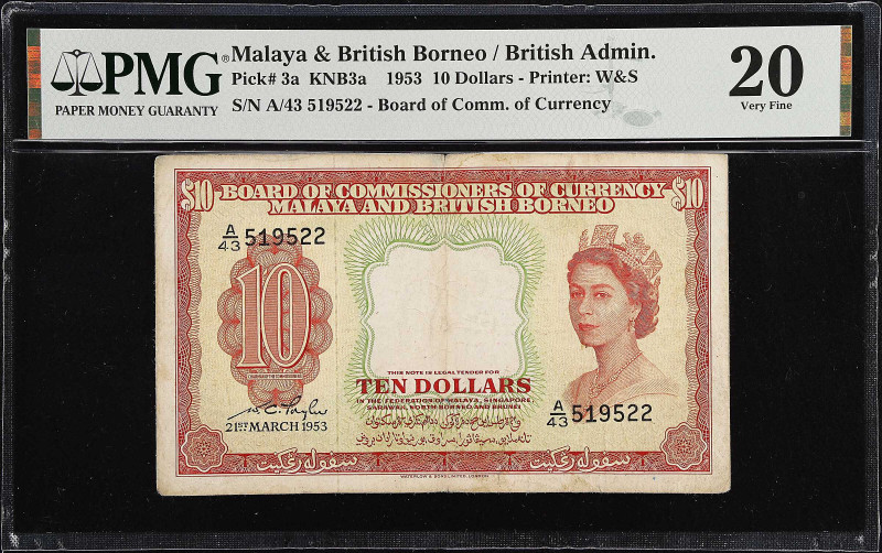 MALAYA AND BRITISH BORNEO. Board of Commissioners of Currency. 10 Dollars, 1953....