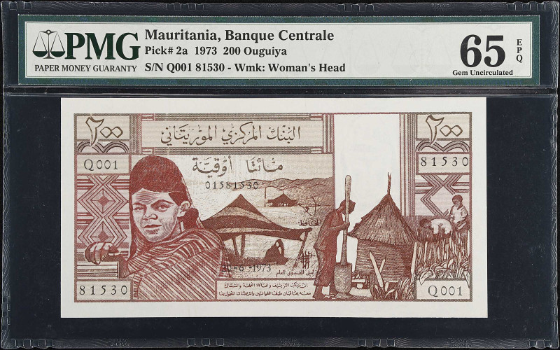 MAURITANIA. Banque Centrale de Mauritanie. 200 Ouguiya, 1973. P-2a. PMG Gem Unci...