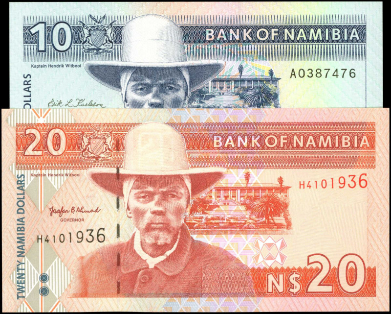 NAMIBIA. Lot of (2). Bank of Namibia. 10 & 20 Dollars, ND. P-1a & 5a. Uncirculat...