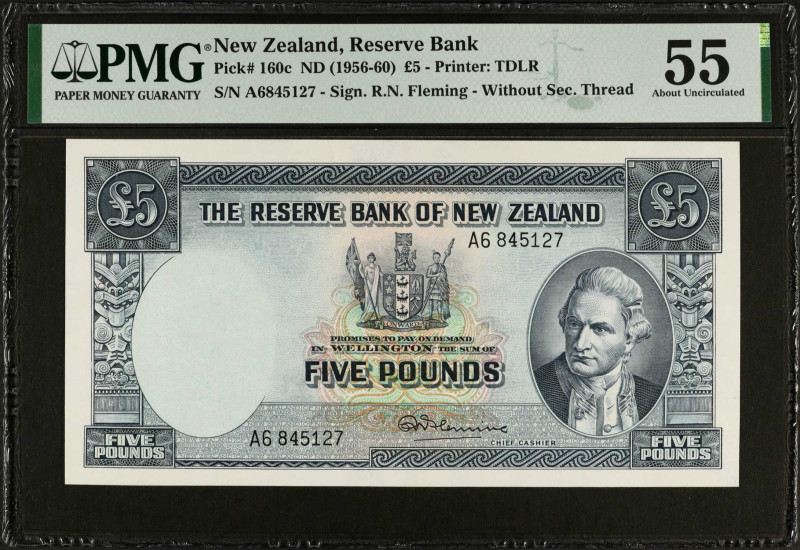 NEW ZEALAND. The Reserve Bank of New Zealand. 5 Pounds, ND (1956-60). P-160c. PM...