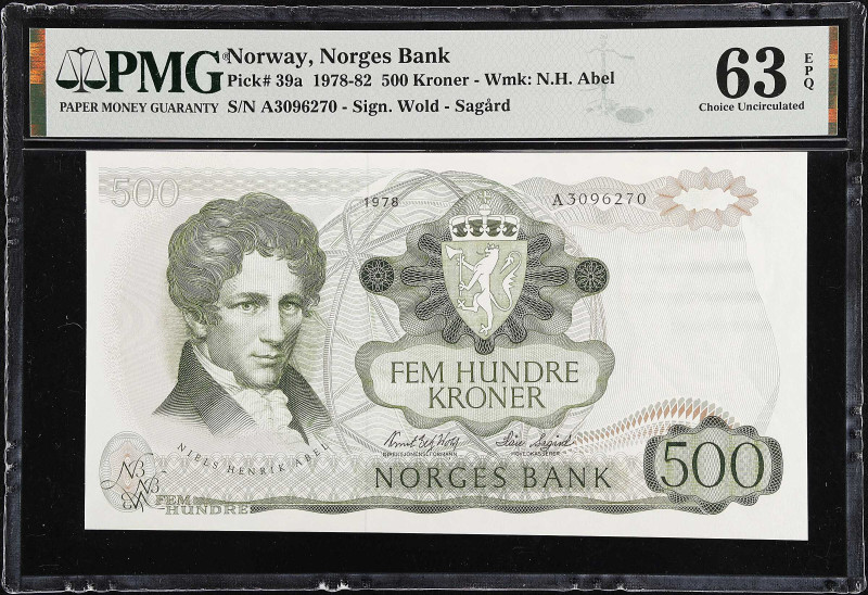 NORWAY. Norges Bank. 500 Kroner, 1978-82. P-39a. PMG Choice Uncirculated 63 EPQ....