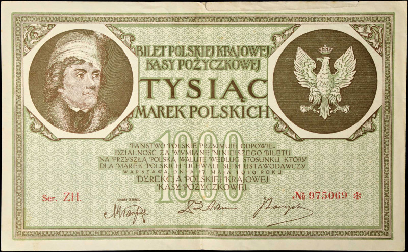 POLAND. Polska Krajowa Kasa Pozyczkowa. 1000 Marek Polskich, 1919. P-22d. Very F...