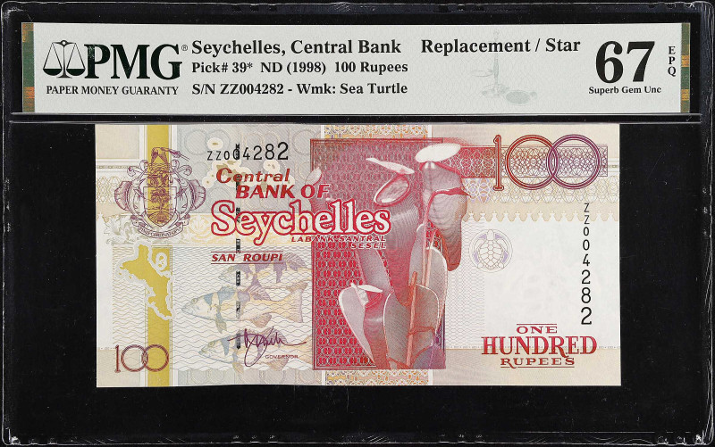 SEYCHELLES. Central Bank of Seychelles. 100 Rupees, ND (1998). P-39*. Replacemen...