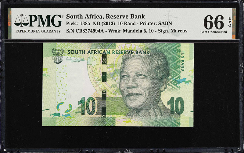 SOUTH AFRICA. Lot of (2). South African Reserve Bank. 10 Rand, ND (2013). P-138a...