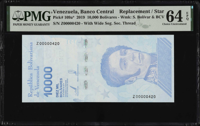 VENEZUELA. Banco Central de Venezuela. 10,000 Bolivares, 2019. P-109a*. Replacem...